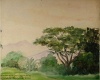 Kolumbien Bäume vor Bergen bei Santa Marta Hans Möller 1936 Aquarell : Hans Möller, 1936, Aquarell, Reisen vor Kriegsausbruch, Kolumbien, Bäume vor Bergen bei Santa Marta, Santa Marta, Magdalena, Kolumbien, Kay Möller / Annelies Möller, Weitere Infos unter : http://www.maler-hans-moeller.de, mailto:info@maler-hans-moeller.de